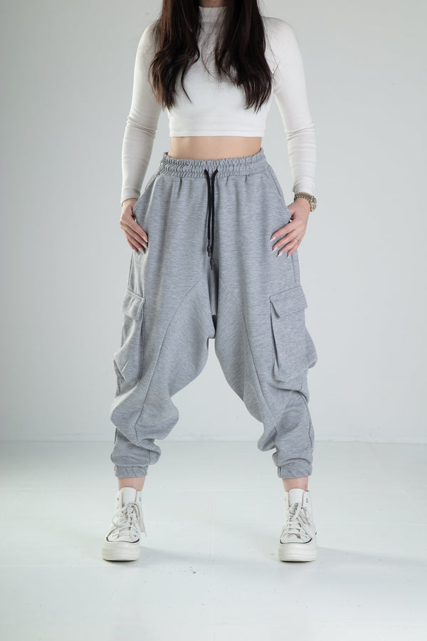 Kargo Cepli Gri Şalvar Pantolon COC2184