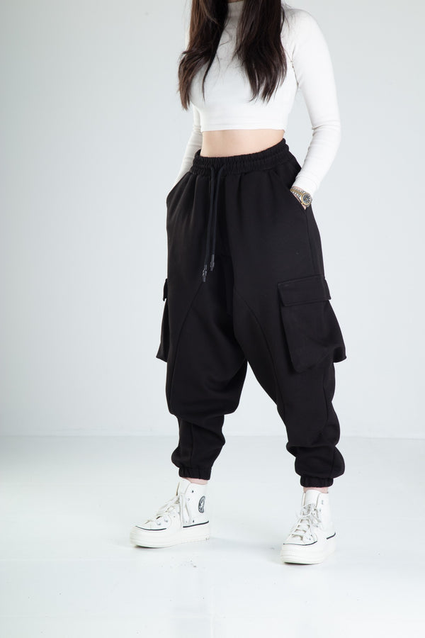 Kargo Cepli Siyah Jogger Pantolon COC2186