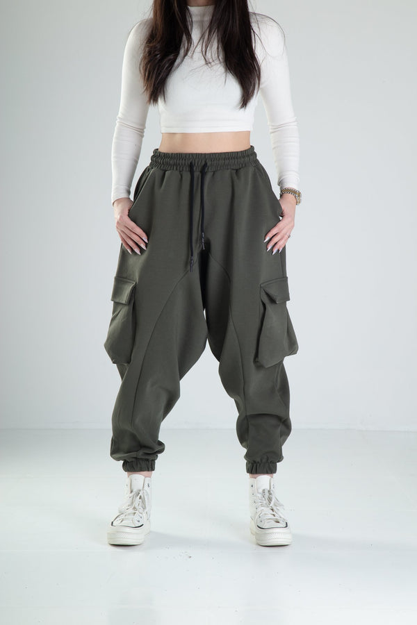 Kargo Cepli Yeşil Şalvar Pantolon COC2188