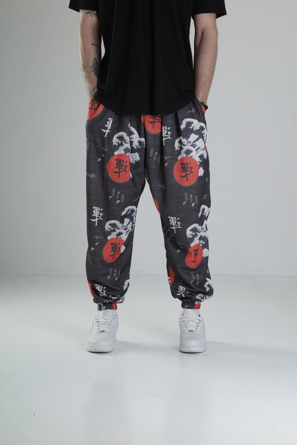 Kırmızı Chinese Ağaçlı Pileli Yarım Şalvar COC2012