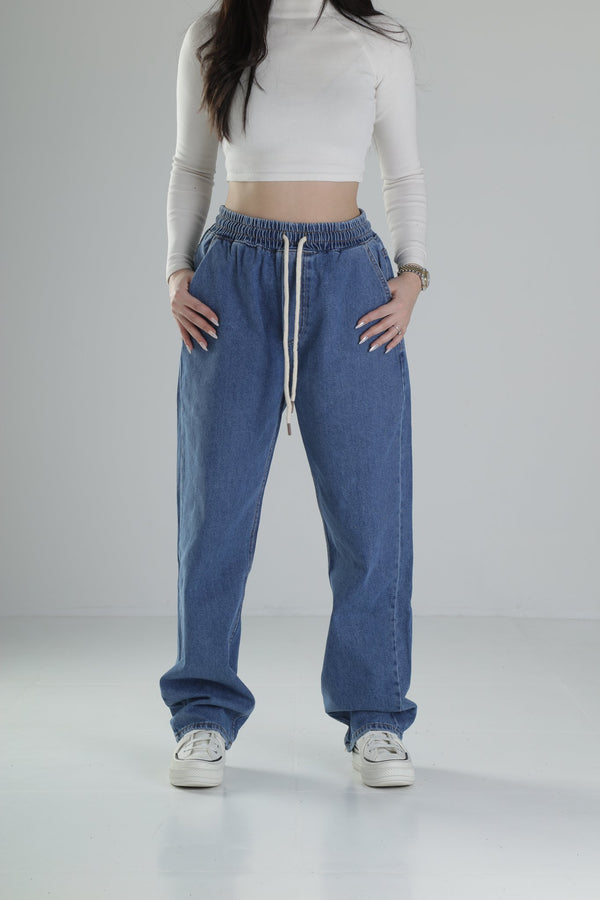 Kadın Koyu Mavi Baggy Kot Pantolon COC2038
