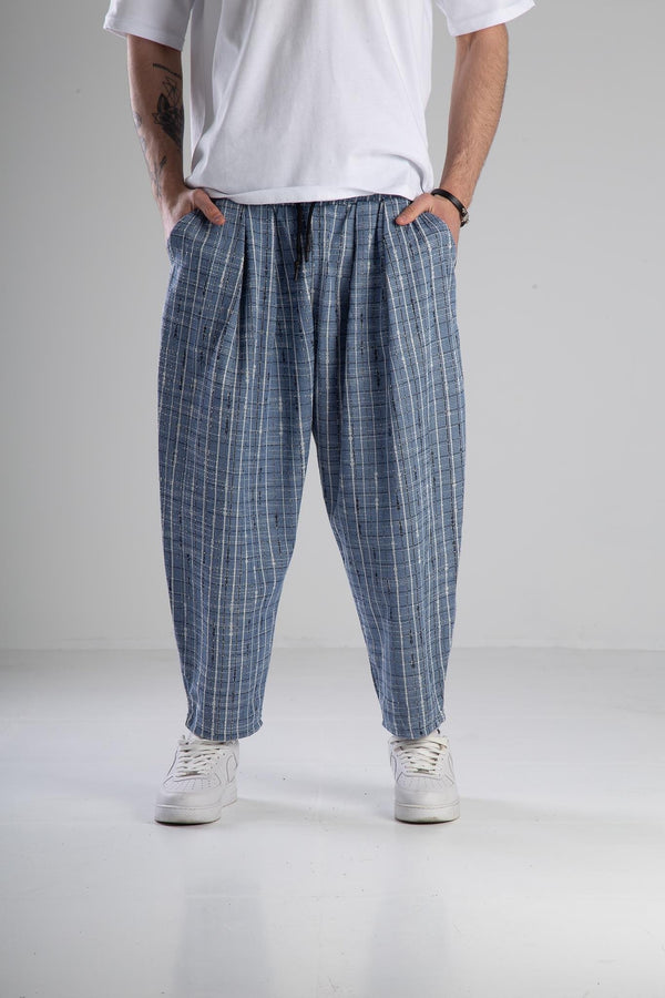 Mavi Desenli Pileli Şalvar COC1540