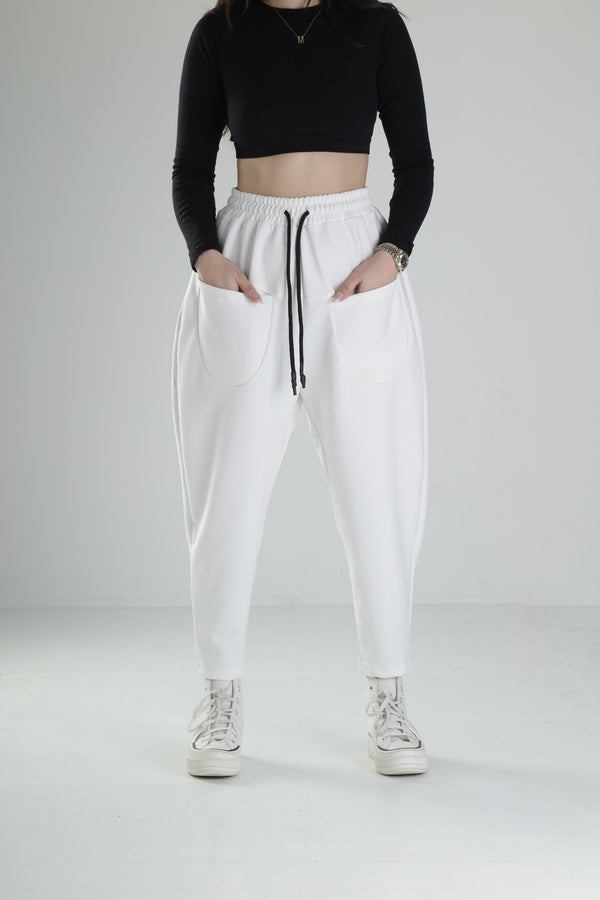 Önden Cepli Ekru Baget Pantolon COC2069
