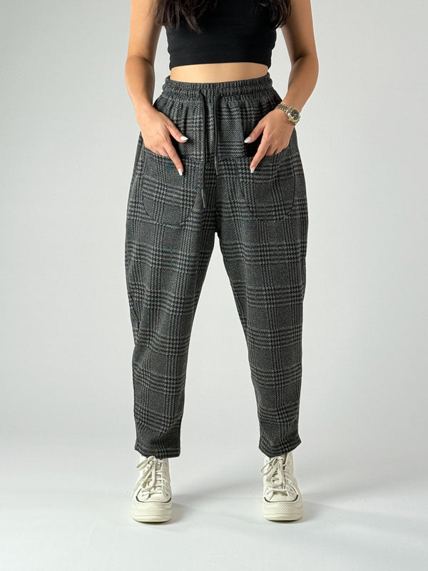 Ön Cep Detaylı Ekose Kadın Pantolon COC1010