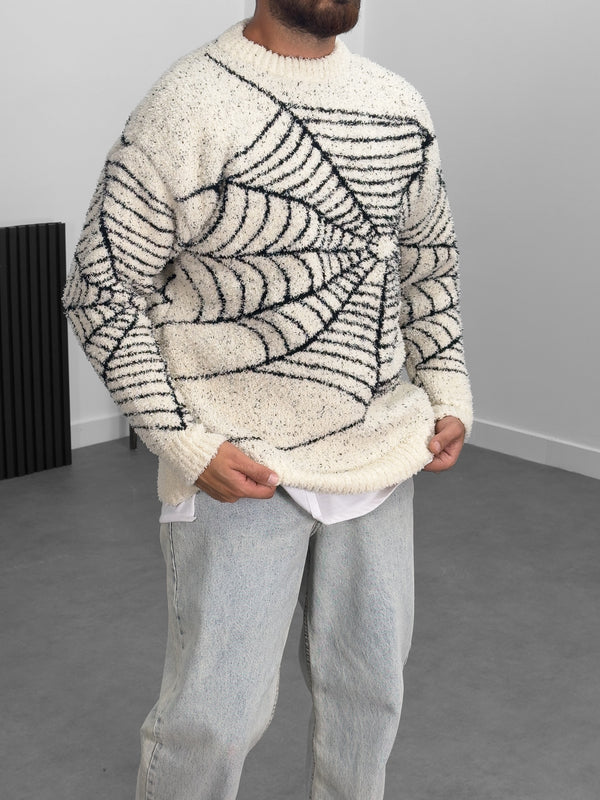 Örümcek Ağı Detaylı Erkek Peluş Sweatshirt COC1005