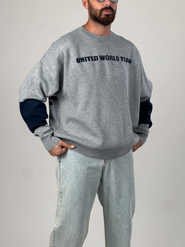 Oversize Gri New York Erkek Triko Sweat COC1042