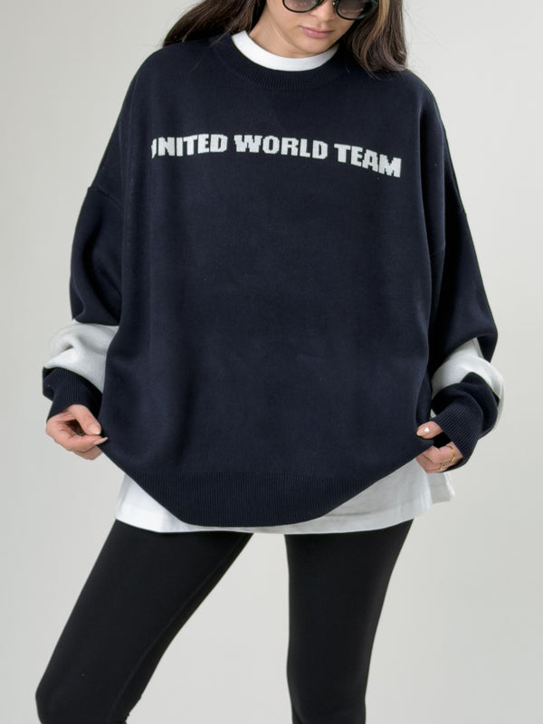 Oversize New York Kadın Lacivert Triko COC2579