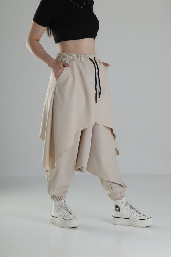 Oversize Şalvarlı Bej Jogger Pantolon COC1477