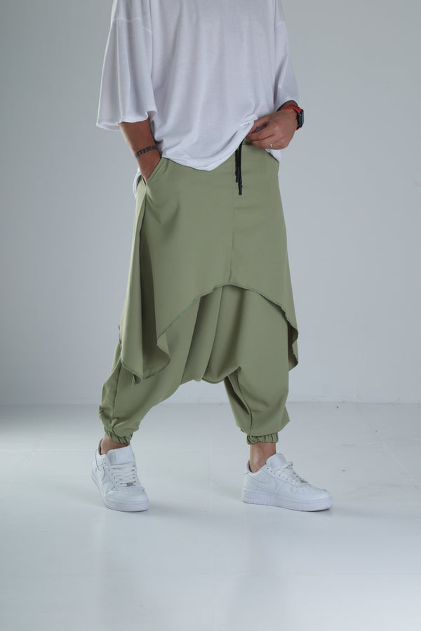 Oversize Şalvarlı Samurai Haki Pantolon COC1329