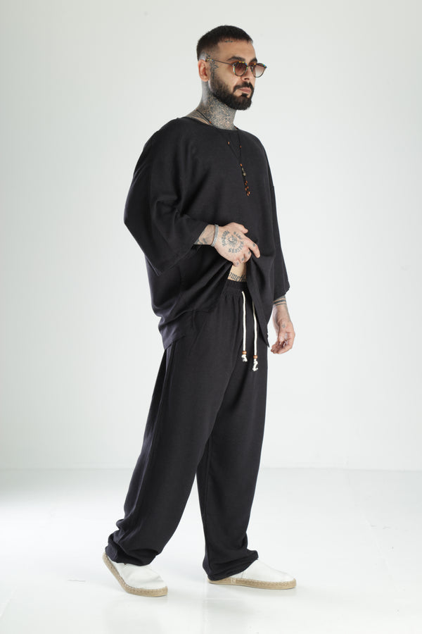 Oversize Siyah Keten Takım COC1472
