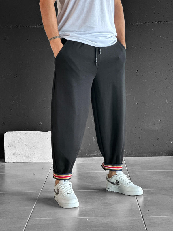 Paça Detaylı Siyah Boyfriend Pantolon COC2080