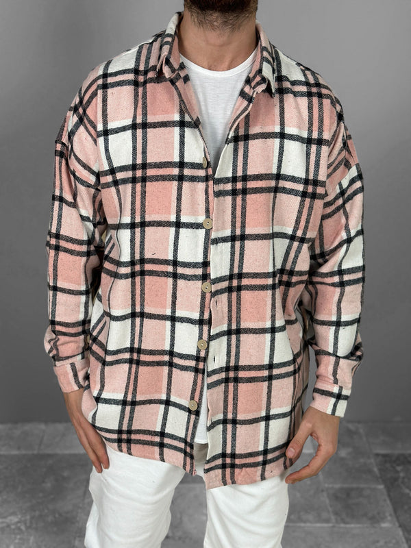 Pembe Siyah Çizgili Oduncu Gömlek COC2087