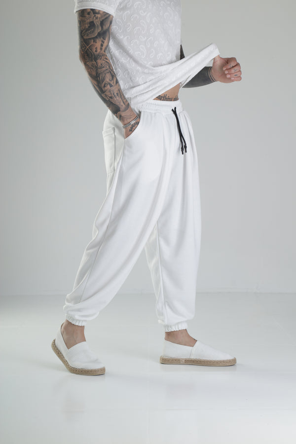 Pileli Beyaz Yarım Şalvar COC2088