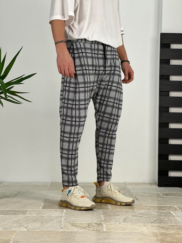 Pileli Ekose Havuç Kesim Pantolon COC1568