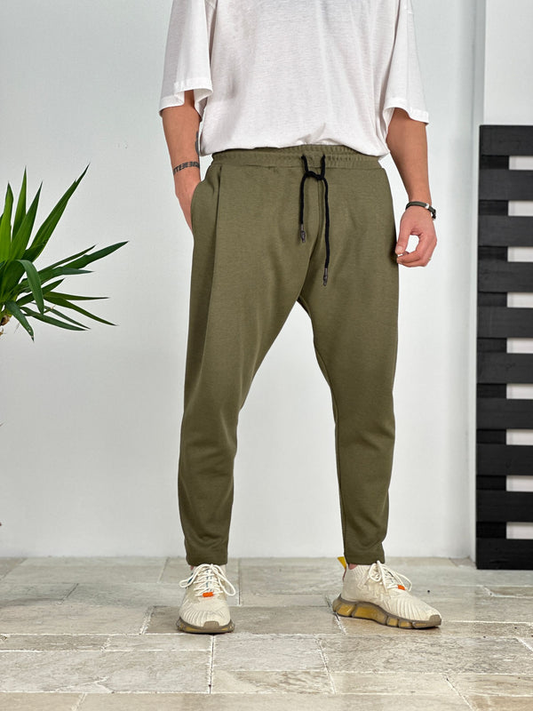 Pileli Haki Havuç Kesim Pantolon COC2089