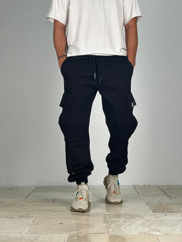 Premium Kalite Büyük Cepli Siyah Jogger Pantolon COC1910