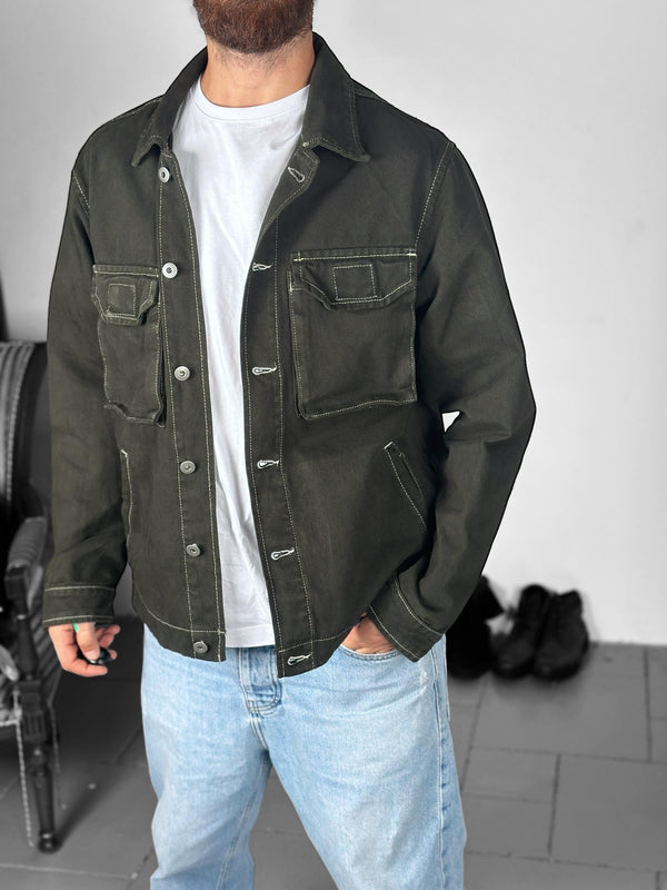 Premium Kalite Yeşil Kot Ceket COC1947