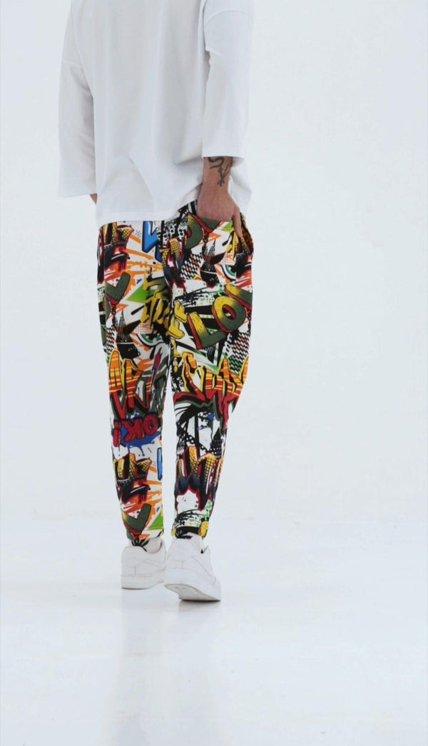 Renkli Grafiti Desenli Baget Pantolon COC1955