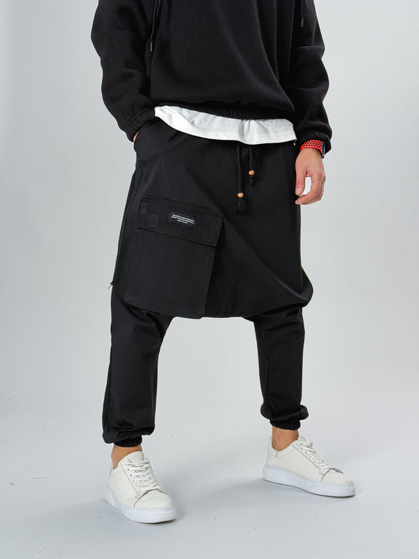 Tasarım Büyük Cepli Erkek Siyah Şalvar COC2557