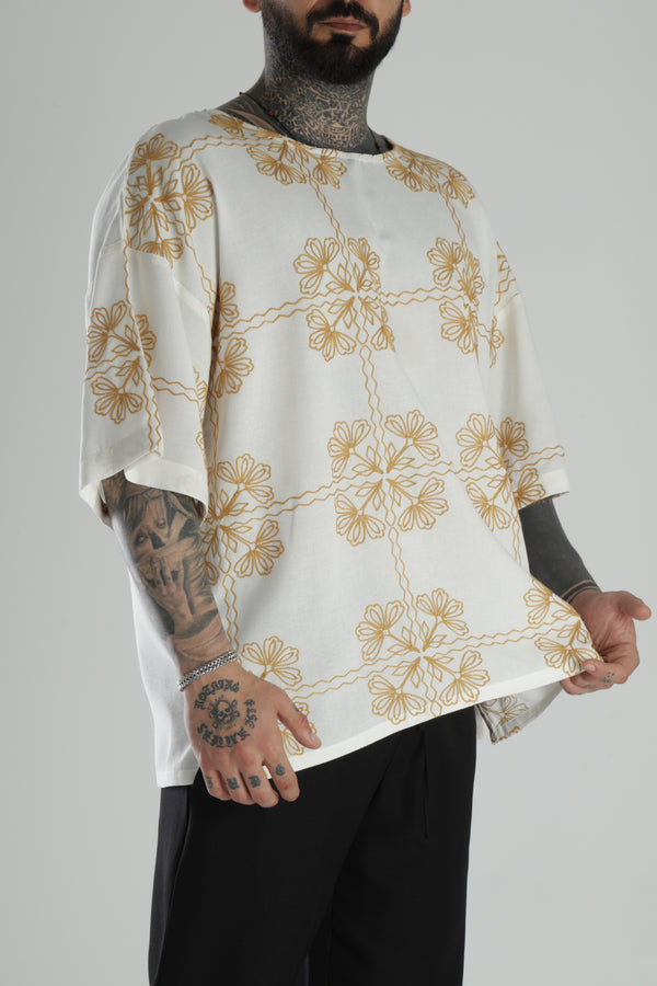 Sarı Nakış İşlemeli Oversize T-Shirt COC1474