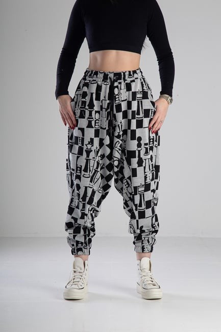 Satranç Desenli Spor Şalvar COC1966