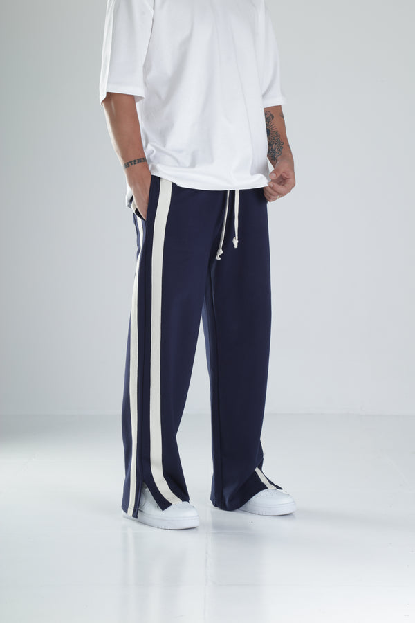 Şeritli Yırtmaç Detaylı İndigo Eşofman COC1499