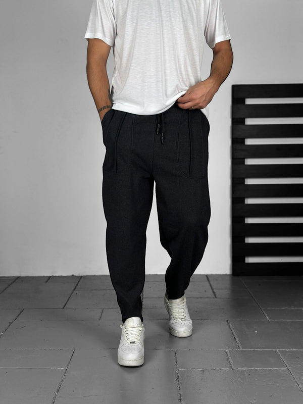 Siyah Kaşe Kumaş Baget Pantolon COC1981