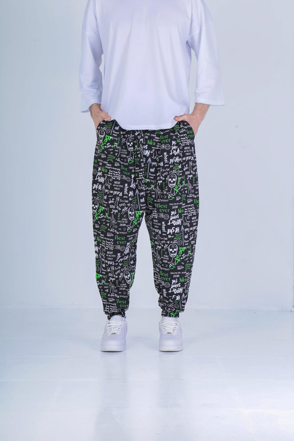 Sosyal Desenli Pileli Jogger COC1998