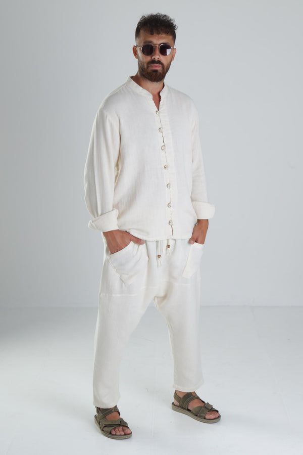 Tasarım Bej Müslin Şalvar Takım COC1287