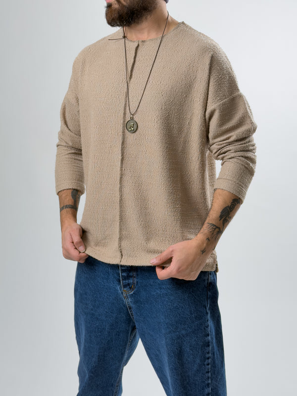 Tasarım Çima Detaylı Erkek Bej Sweat COC2630