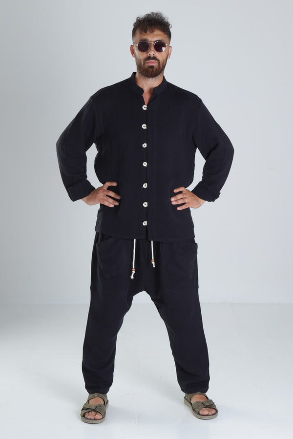 Tasarım Siyah Müslin Şalvar Takım COC1288