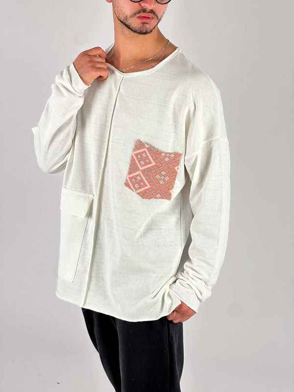 Turuncu Cep Detaylı Tasarım Sweatshirt COC1075