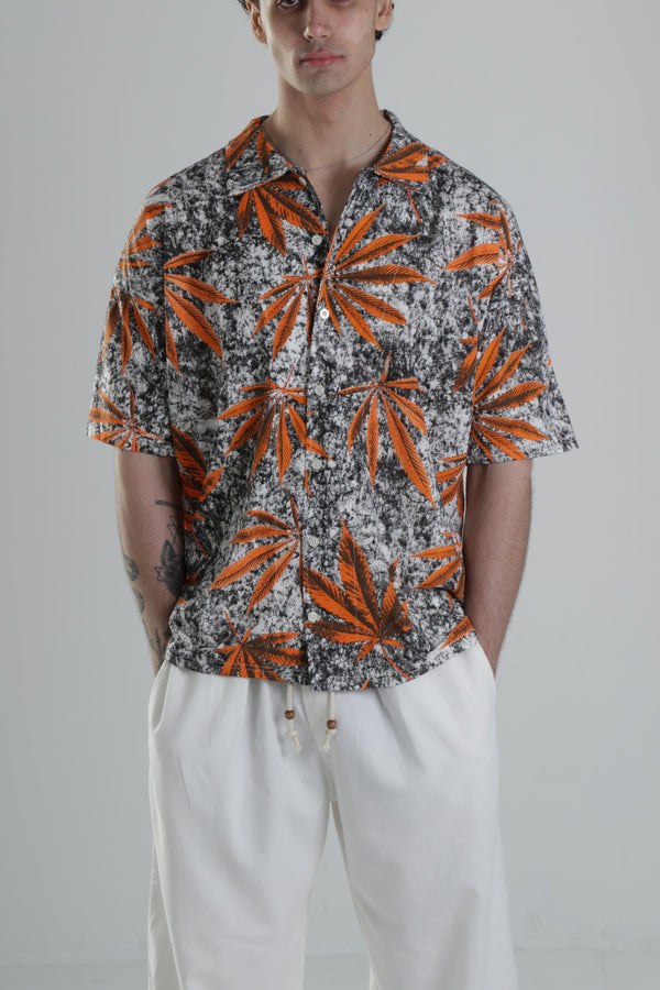 Turuncu Yaprak Desenli Gömlek COC1821