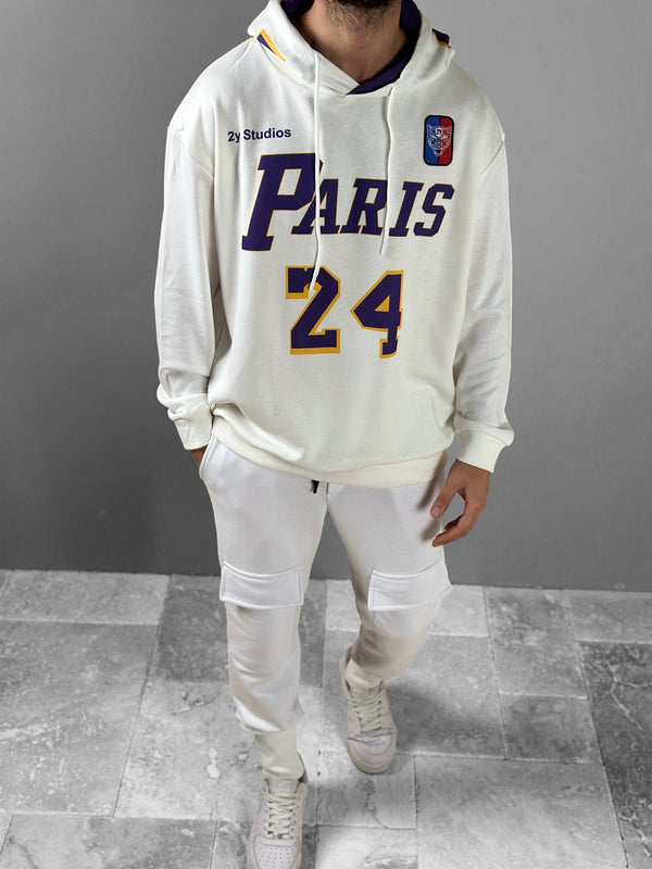 Üç İplik Beyaz Taraftar Hoodie COC1824