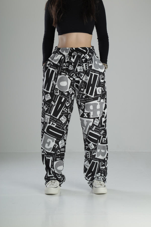 Yazı Desenli Baggy Pantolon COC1840