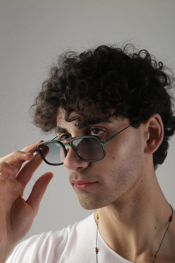 Yeşil Kare Tasarım Unisex Gözlük COC1420