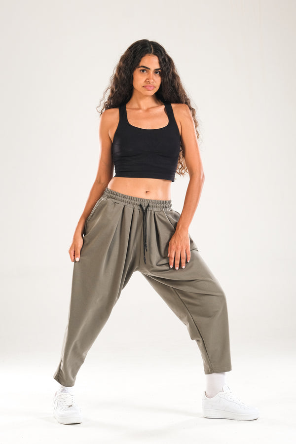 Yeşil Pileli Jogger Pantolon COC1145