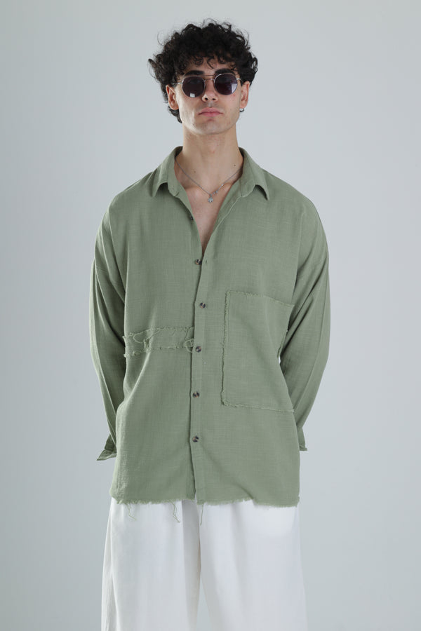 Yeşil Tasarım Keten Gömlek COC1207