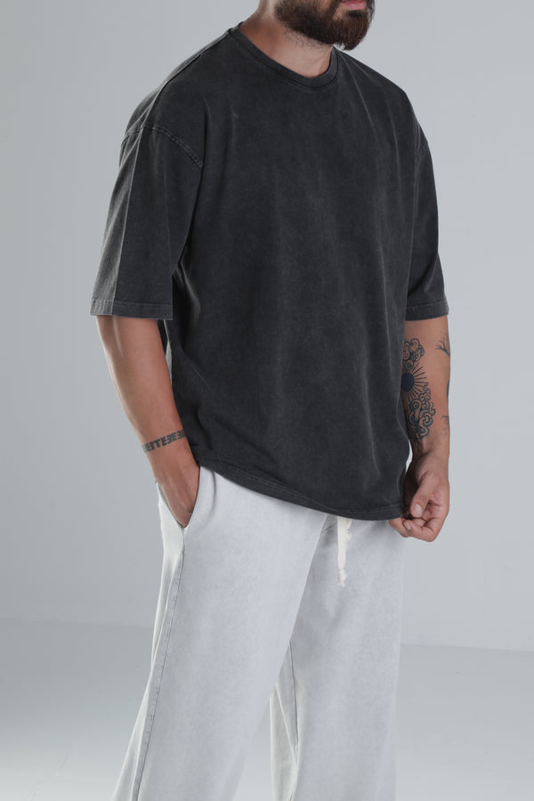 Yıkamalı Antrasit Oversize T-Shirt COC1304