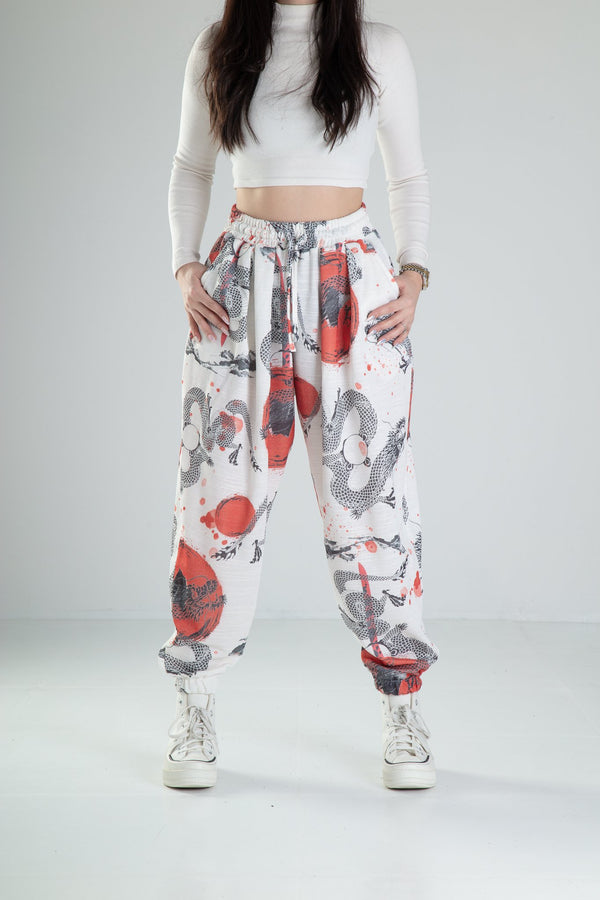 Yılan Desenli Pileli Yarım Şalvar COC1868