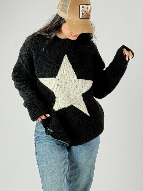 Yıldız Desenli Kadın Peluş Sweatshirt COC1074